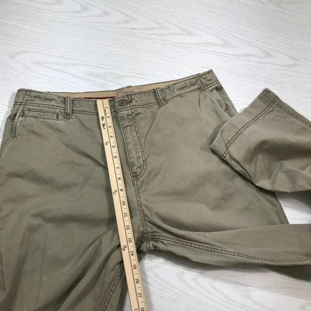 Vintage Old Navy Utility Pants 36x34 Gray Bootcut Cotton Button Pockets Work Y2K